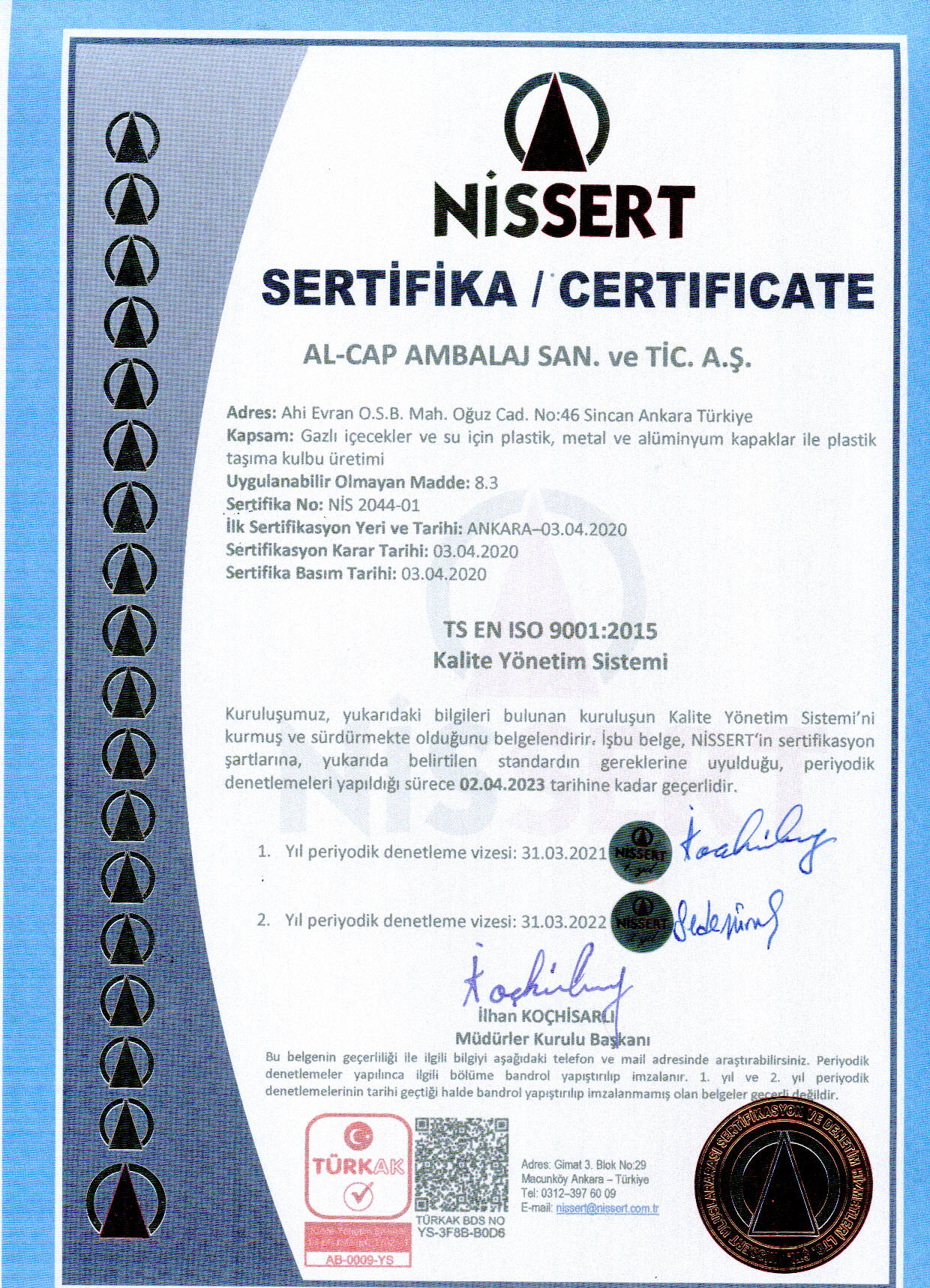 ISO 9001 2015 TR NISSERT3